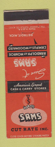 Matchbook Cover - Sams Cut Rate Drug Detroit MI