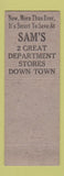 Matchbook Cover - Sams Cut Rate Drug Detroit MI
