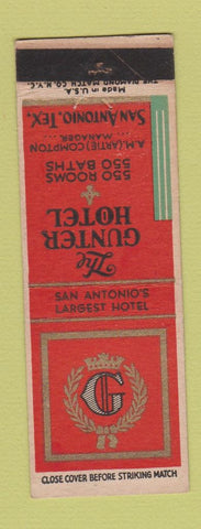 Matchbook Cover - Gunter Hotel San Antonio TX WEAR