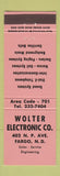 Matchbook Cover - Wolter Electronic Fargo ND