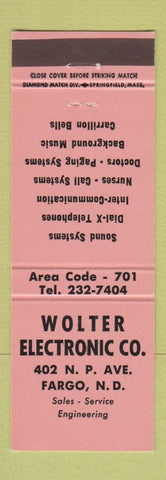 Matchbook Cover - Wolter Electronic Fargo ND