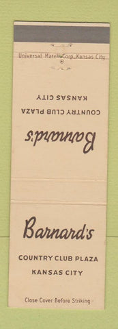 Matchbook Cover - Barnard's Kansas City MO