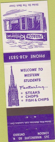 Matchbook Cover - Paragon Restaurant London ON