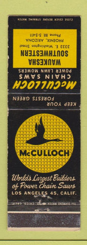 Matchbook Cover - McCulloch Chain Saws Waukesha Phoneix AZ WEAR