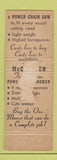 Matchbook Cover - McCulloch Chain Saws Waukesha Phoneix AZ WEAR