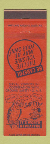Matchbook Cover - Safety Serval Vendors