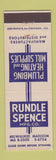 Matchbook Cover - Rundle Spence Plumbing Heating Supply Milwaukee Madison WI