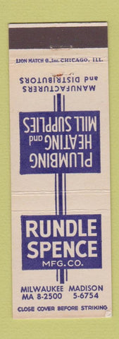 Matchbook Cover - Rundle Spence Plumbing Heating Supply Milwaukee Madison WI