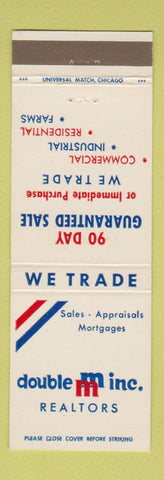 Matchbook Cover - Double M Real Estate Des Plaines Wheeling IL