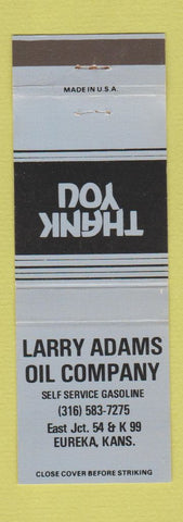 Matchbook Cover - Larry Adams Oil Eureka KS gas BLUE