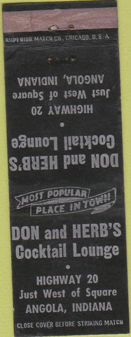 Matchbook Cover - Don Herb's Angola IN