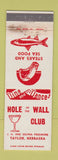 Matchbook Cover - Hole in the Wall Club Taylor NE WEAR