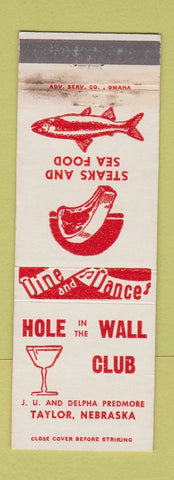 Matchbook Cover - Hole in the Wall Club Taylor NE WEAR