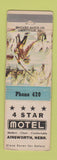 Matchbook Cover - 4 Star Motel Ainsworth NE low phone # WEAR