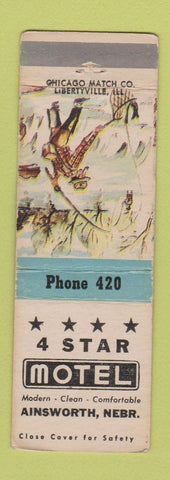 Matchbook Cover - 4 Star Motel Ainsworth NE low phone # WEAR