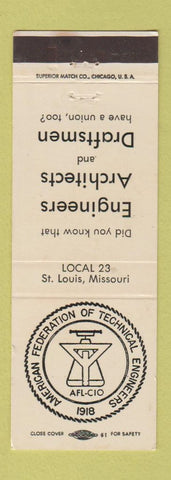 Matchbook Cover - American Federation Technical Engineers St Louis MO