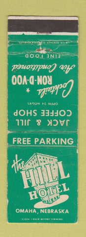 Matchbook Cover - Hill Hotel Omaha NE WORN