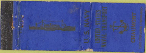Matchbook Cover - United States Navy Chaumont WEAR