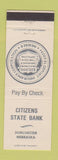 Matchbook Cover - Citizens State Bank Dorchester NE