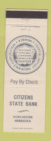 Matchbook Cover - Citizens State Bank Dorchester NE