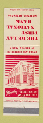 Matchbook Cover - De Lay First National Bank Norfolk NE