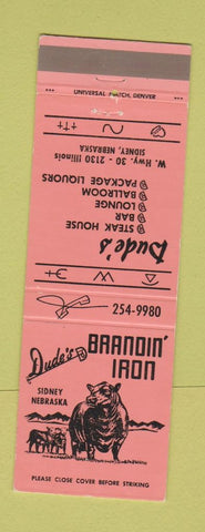 Matchbook Cover - Brandin Iron Sidney NE Dude's Steak House