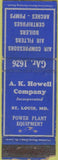 Matchbook Cover - AK Howell Co St Louis MO Power Plant Eqiupment WORN