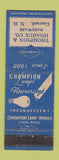 Matchbook Cover - Champion Light Bulbs Thompson Hoague Hardware Concord NH WEAR