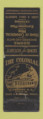 Matchbook Cover - The Colonial Claremont NH low phone # WORN