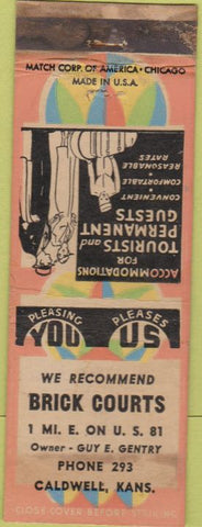 Matchbook Cover - Brick Courts Caldwell KS WORN