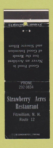 Matchbook Cover - Strawberry Acres Restaurant Fitzwilliam NH WEAR DD Bean