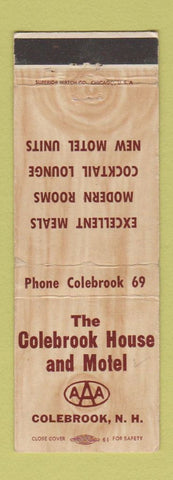 Matchbook Cover - Colebrook House Motel NH low phone # WEAR