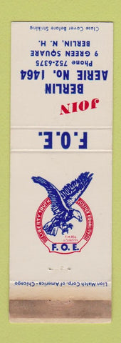 Matchbook Cover - Eagles Club Berlin NH WORN