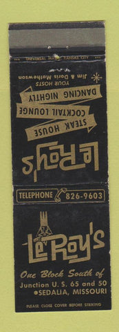 Matchbook Cover - Le Roy's Restaurant Sedalia MO WEAR