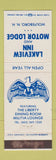 Matchbook Cover - Lakeview Inn Motor Lodge Wolfeboro NH