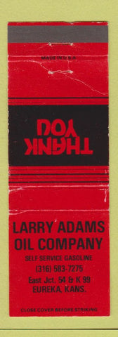Matchbook Cover - Larry Adams Oil Eureka KS WORN RED