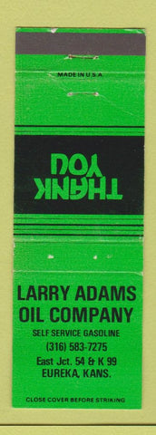 Matchbook Cover - Larry Adams Oil Eureka KS WORN GREEN