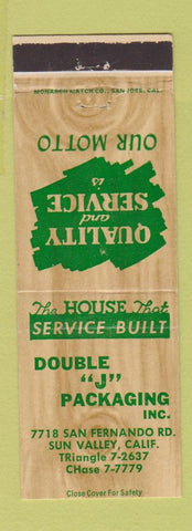 Matchbook Cover - Double J Packaging Sun Valley CA