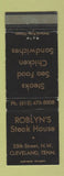 Matchbook Cover - Roblyn's Steak House Cleveland TN WEAR