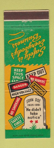 Matchbook Cover - Safety Read Signs John Doe 1951