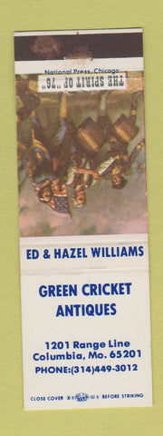Matchbook Cover - Green Cricket Antiques Columbia MO