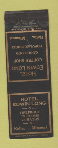 Matchbook Cover - Hotel Edwin Long Rolla MO WORN