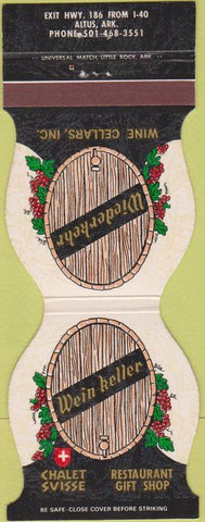 Matchbook Cover - Wein Keller Swiss Chalet Altus AR contour