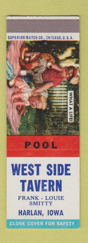 Matchbook Cover - West Side Tavern billiards Harlan IA SAMPLE