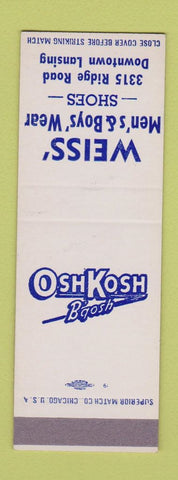 Matchbook Cover - OshKosh B'gosh Work Clothes Weiss Lansing MI SAMPLE