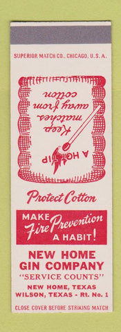 Matchbook Cover - New Home Gin Company Cotton Wilson TX SAMPLE