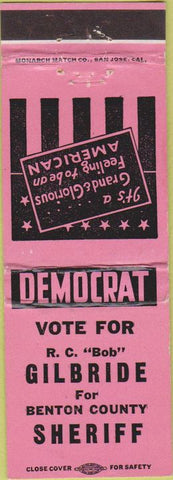 Matchbook Cover - Gilbert Benton County Sheriff