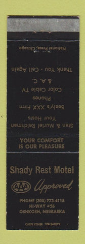 Matchbook Cover - Shady Rest Motel Oshkosh NE WEAR