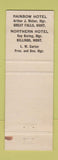 Matchbook Cover - Hotel Rainbow Great Falls MT