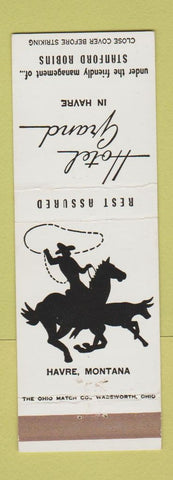Matchbook Cover - Hotel Grand Havre MT